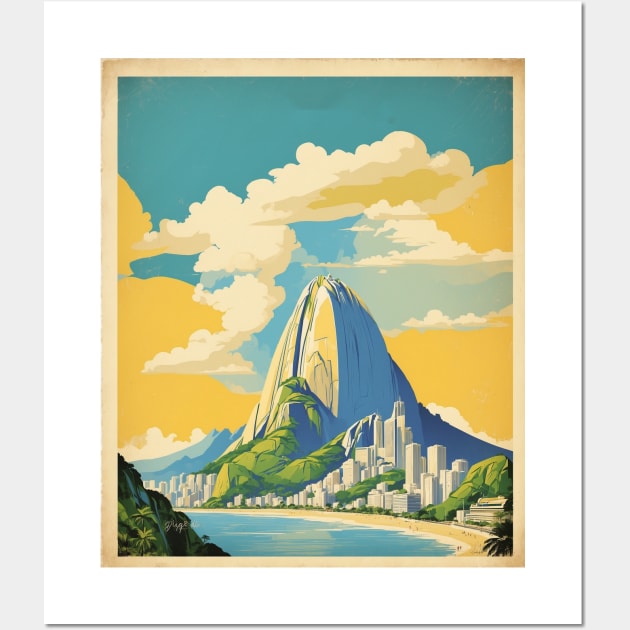 Sugar Loaf Rio de Janeiro Brazil Vintage Tourism Travel Poster Art Wall Art by TravelersGems